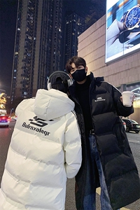主推 过膝棉衣 织带三条杠长款加厚情侣羽棉服 外套男 G1076 P168图片