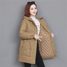 现货产品盗图必究！夹棉外套女秋冬保暖休闲减龄棉服连帽长袖棉服，女装棉衣/棉服，曼沙奕珂