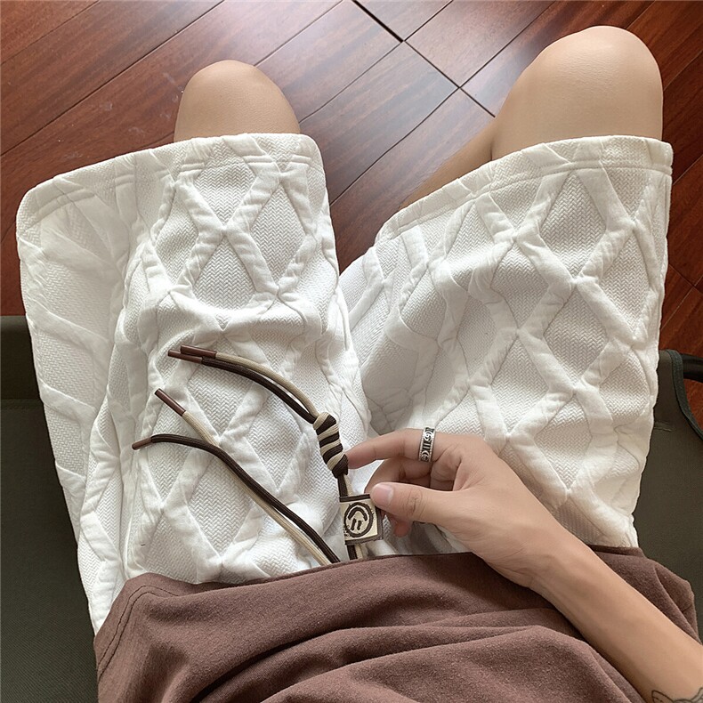 笑脸抽绳短裤男立体菱形花纹特色面料五分裤DK77019P35控58，男装休闲裤，星座227-7