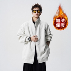 秋宽松男士夹克外套简约加绒卫衣拉链立领衫休闲上衣WYW25P54，男装夹克，星座1013-5