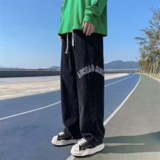 灯芯绒休闲裤子男潮牌直筒阔腿裤字母刺绣K914-P35，男装休闲裤，星座1001-1