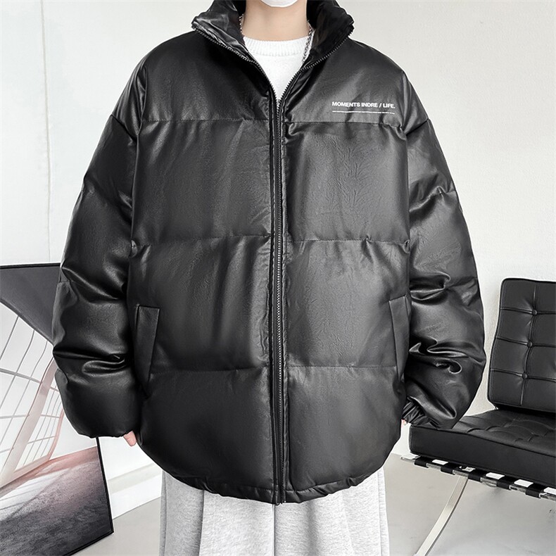 冬季字母印花皮棉衣男立领加厚男士棉服潮流棉袄A266-PY2101-P80,男装棉衣,电商A266