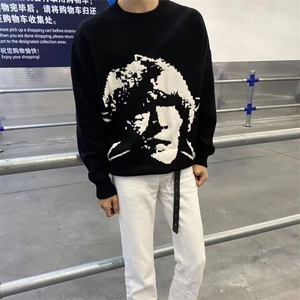 有货DMY521-批60人像提花毛衣圆领外套男女美式秋冬图片