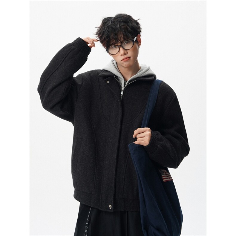 现货秋冬季加厚立领毛呢夹克男外套韩版呢子上衣812-F672-P118，男装夹克，星座812