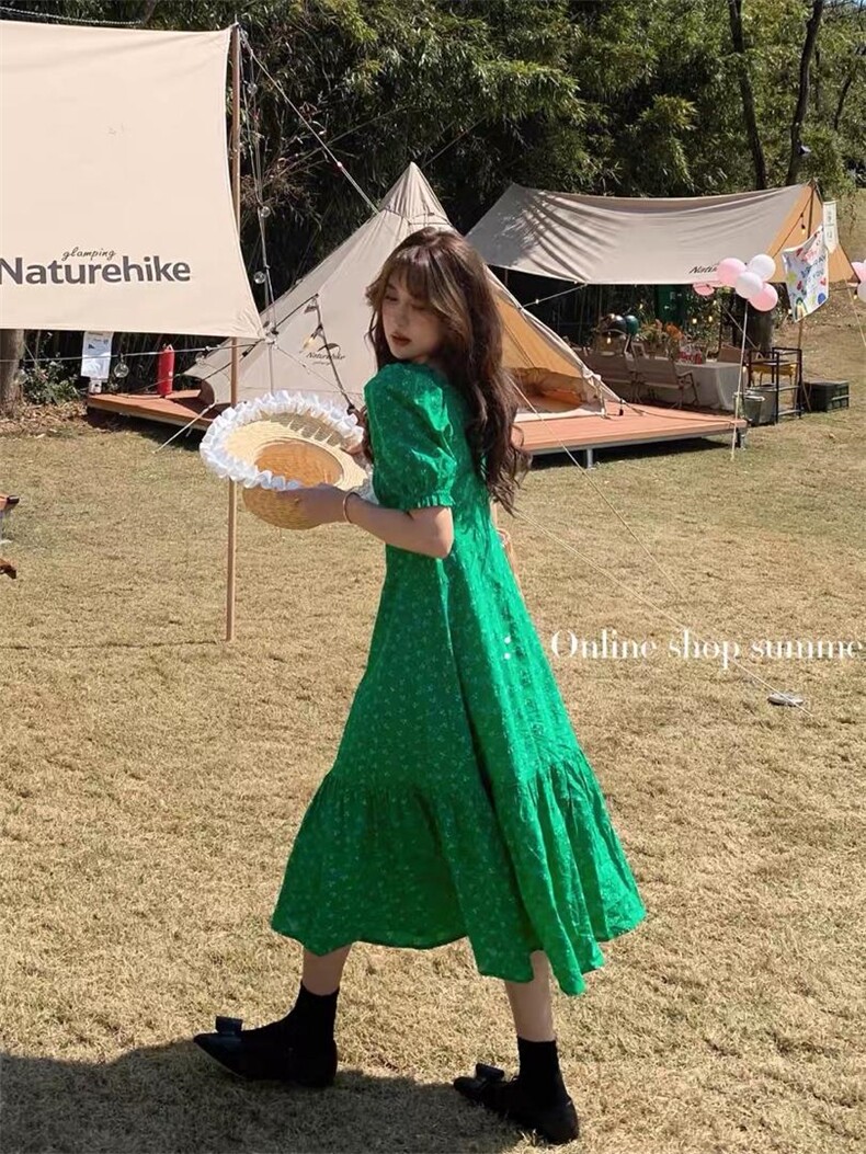 现货重工碎花连衣裙，女装连衣裙，F/TU