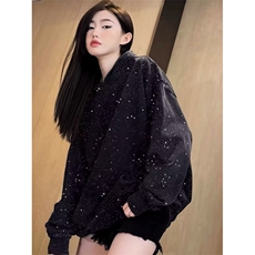 C0236-P55春秋季ins港风宽松卫衣连帽字母印花百搭外套，女装卫衣/绒衫，星座617A-2
