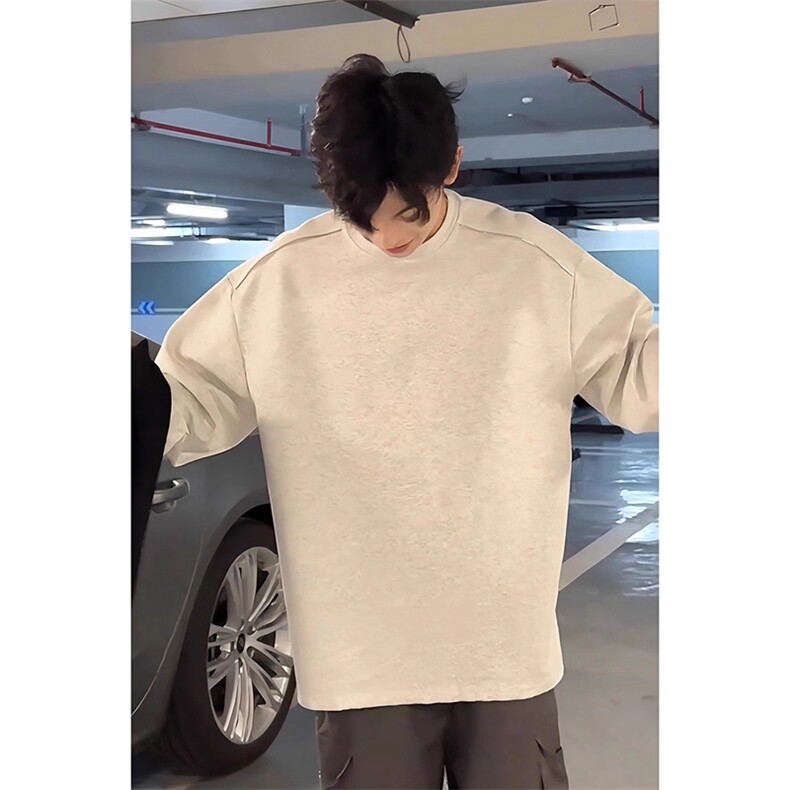 现货~自制重磅肩膀拉链卫衣设计感长袖t恤T7710P33,男装T恤,星座908-1