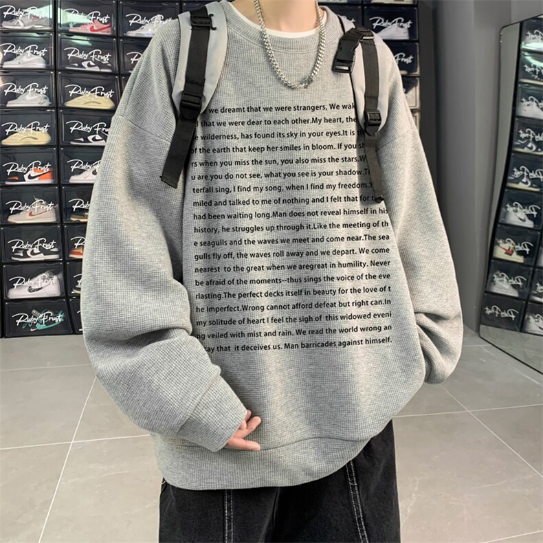 华夫格！华夫格上衣男圆领华夫格卫衣男大码长袖t恤男HY165-P30,男装卫衣,电商B367