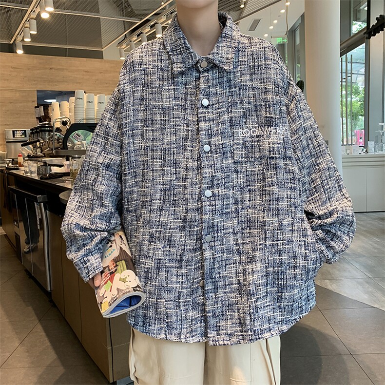美式刺绣复古小香风格子夹克男女款潮牌百搭休闲学院棒球服上衣秋图片