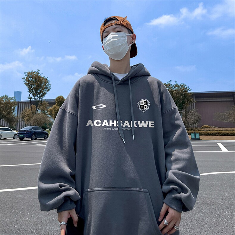 抖音得物供货可提供视频春装重磅美式宽松连帽卫衣DL2418,男装卫衣,电商A486-1