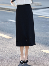 BAO现货2026春秋新款时尚简约百搭高腰显瘦通勤气质中长款半身裙，女装半身裙，卡杰菲