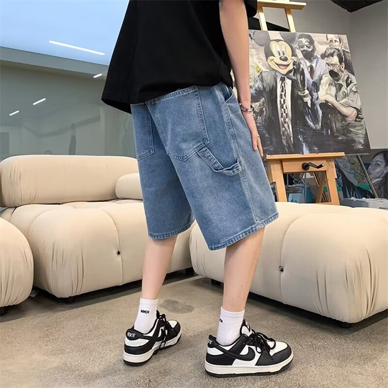 简约~男生夏季牛仔短裤时尚高级宽松五分中裤子,男装牛仔裤,星座1013
