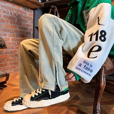 黄泥染牛仔裤男高街vibe复古做旧直筒裤秋季美式G3085P45，男装牛仔裤，星座1116-2