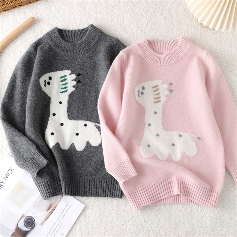 2025时尚百搭通勤简约休闲小鹿圆领儿童羊毛衫，童装儿童羊毛衫，初丹羊绒童装