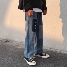 韩版个性牛仔裤男女秋冬季潮宽松直筒潮流长裤子NK26/P45，男装牛仔裤，电商D202