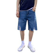 牛仔短裤男潮牌ins宽松直筒夏韩版潮流乞丐五分裤潮破洞5105，男装牛仔裤，电商A318