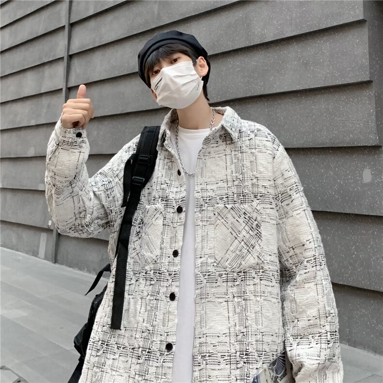 慵懒潮流冬季原宿长袖简约潮衬衫百搭文艺宽松型男新款W5387-P52,男装衬衫,星座412-3