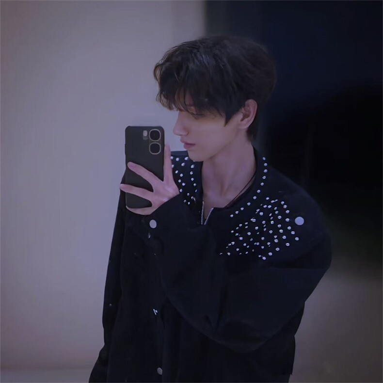 现货 重工订珠高级短款牛仔夹克外套男2610-P90图片