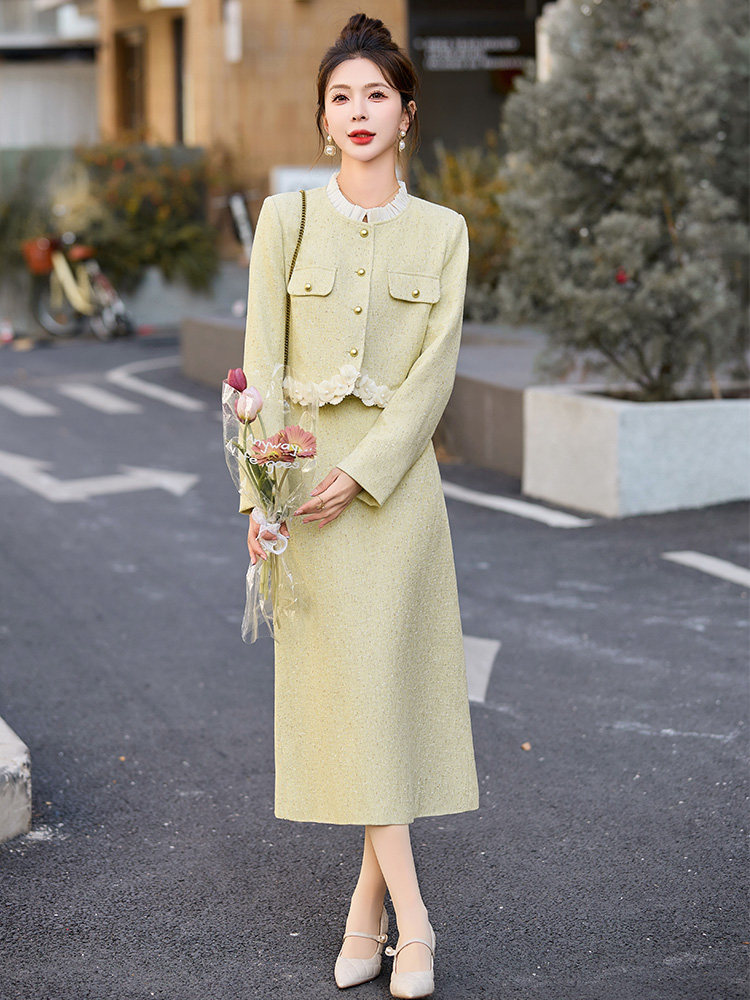 法式名媛小香风连衣裙套装女2025春秋装新款轻熟直筒半身裙两件套,女装套装/套裙,依如秀(原杭风阁)