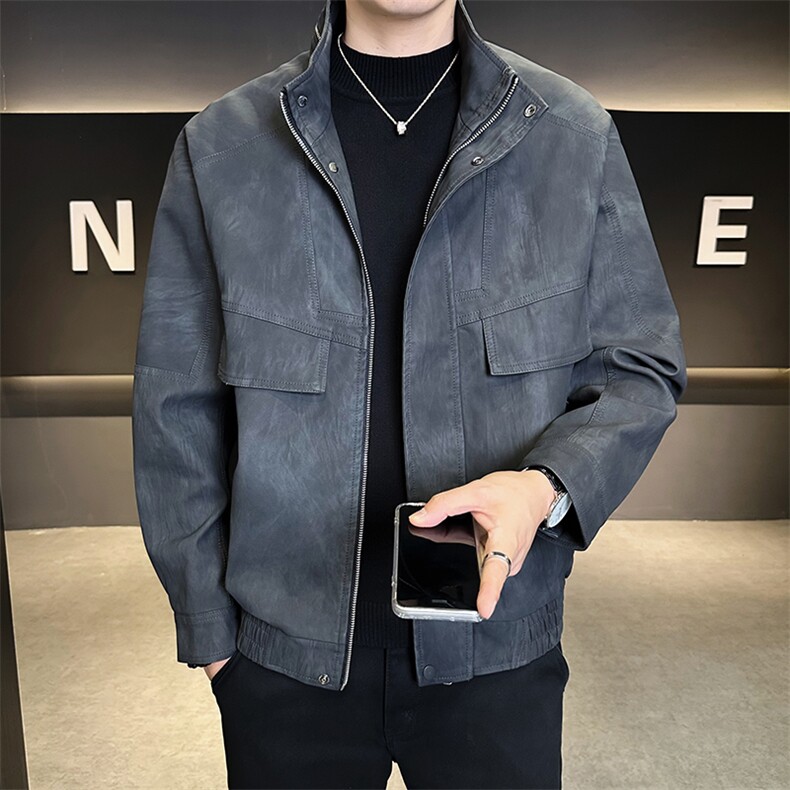 皮衣外套男秋季2025新款宽松潮流休闲皮夹克C317-J8805-P155,男装夹克,电商C317