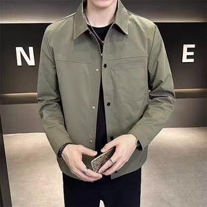 春秋新款男士翻领夹克潮流百搭工装外套休闲上衣服JK71-P53,工装衣服怎么搭配外套图片