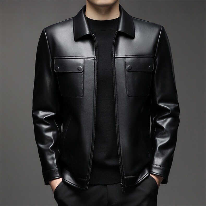 秋冬加厚皮衣男士商务休闲帅气工作皮衣外套皮夹克男9258P180，男装夹克，星座1602B（原101B-1）