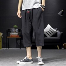 2021夏季新日系沙发墙大码男棉麻七分裤宽松亚麻休闲裤K2062-P30，男装休闲裤，电商A001