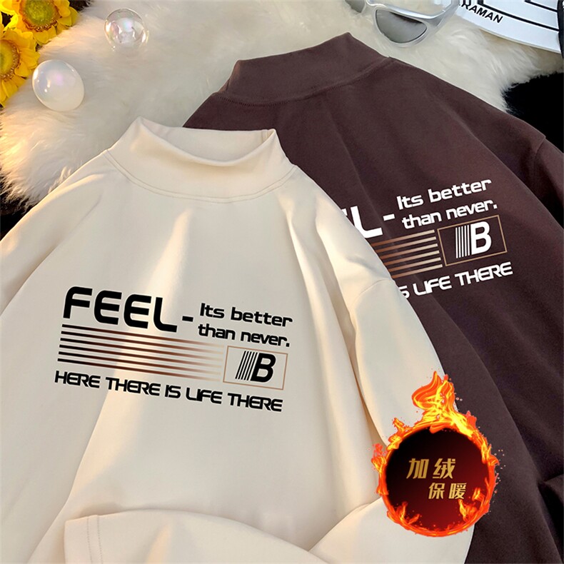 280克保暖针织衫德绒美式纯色加绒加厚长袖卫衣打底T恤 DR12特P28图片