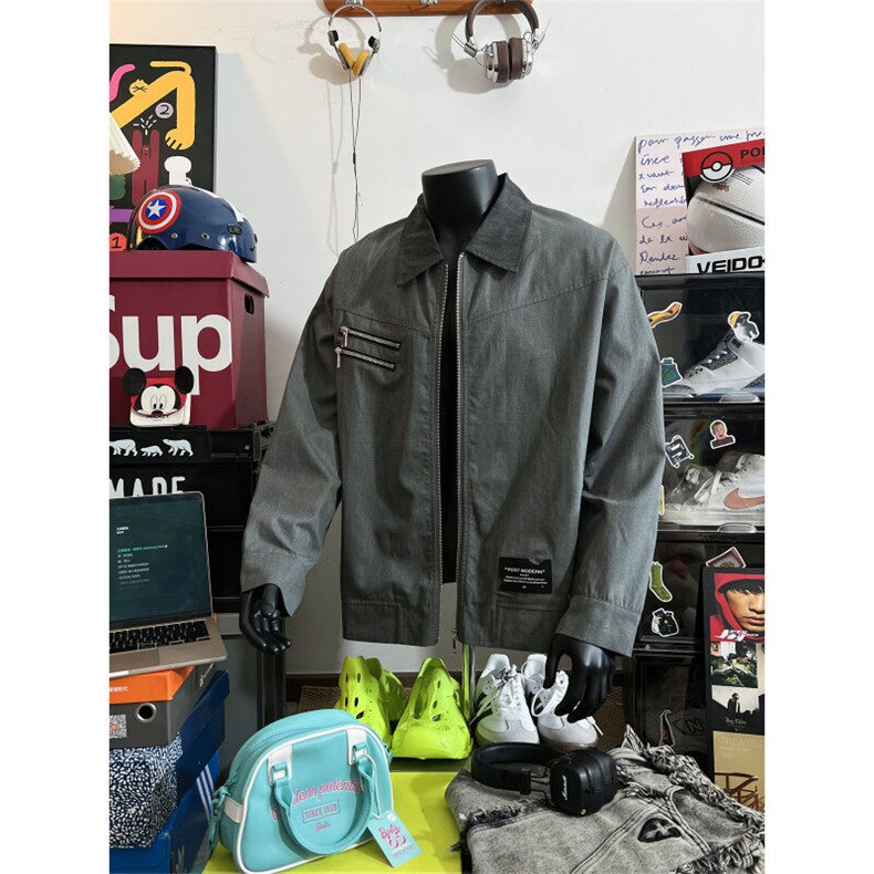 假模美式复古翻领夹克外套男100聚酯JK2503-特P80控138,男装夹克,电商B370