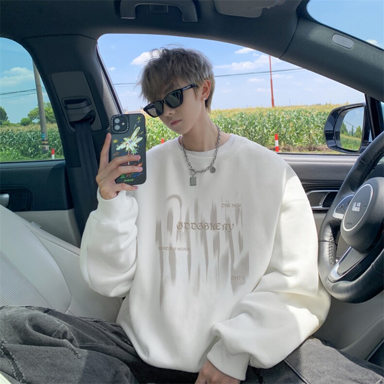 已注册/华棉秋新款美式字母印花卫衣男潮宽松圆领上衣WY00166/P35，男装卫衣，电商B316