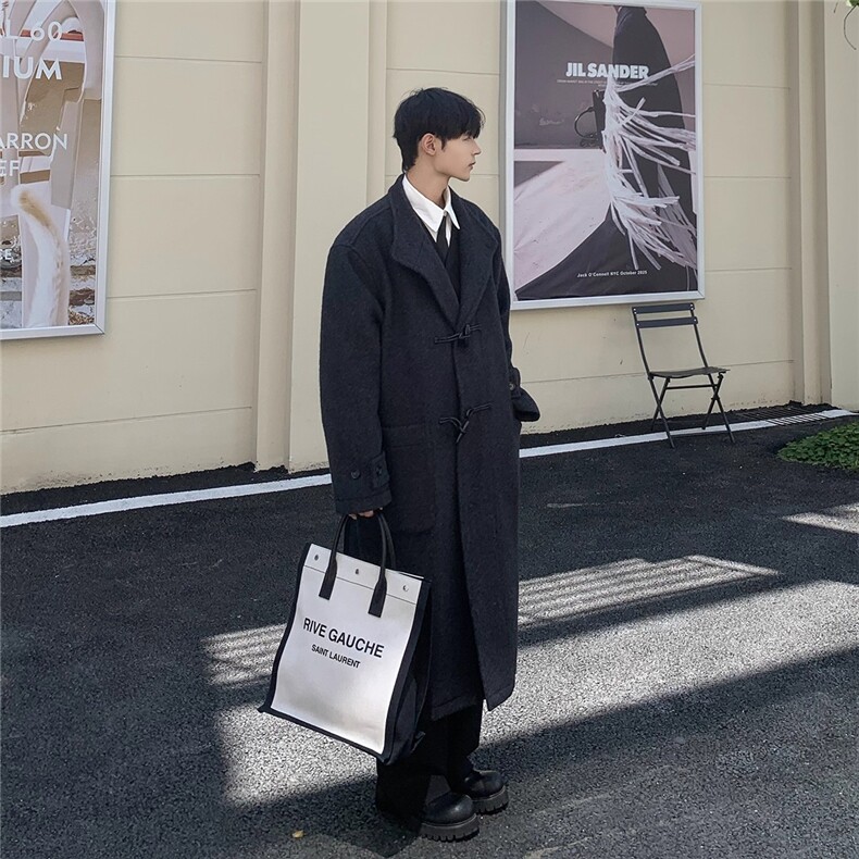 【现货】长款秋冬韩版毛呢大衣宽松高级感潮流外套DY05013P125,男装毛呢大衣,星座1004（原星座815-3）