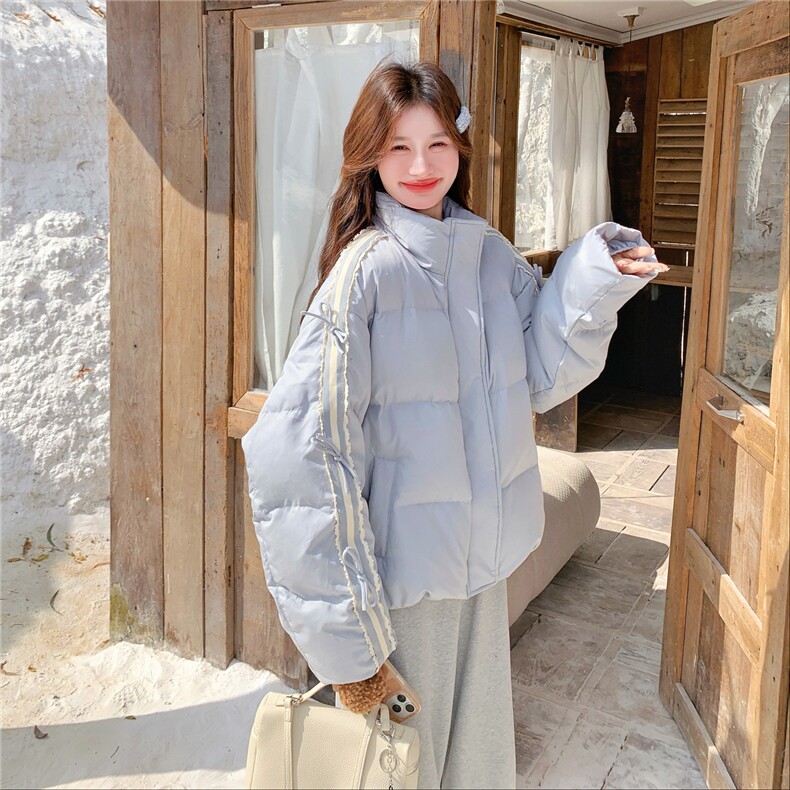 蓝色羽绒服短款女2025新款冬韩系小个子温柔风奶fufu白鸭绒外套,女装羽绒服,2B187