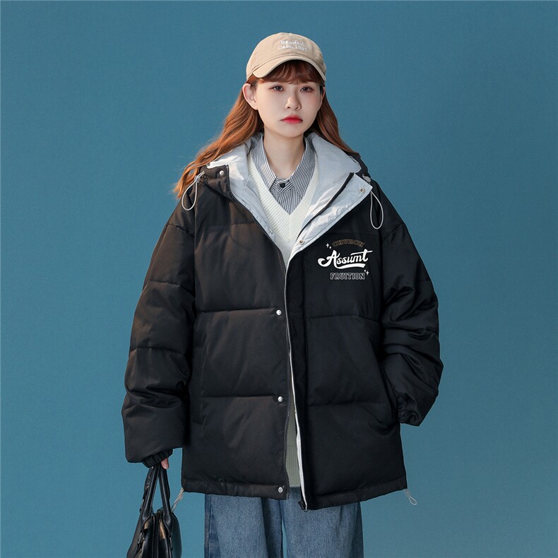 中性风22冬季字母印花连帽面包服棉服宽松棉衣MY151P115控148,男装棉衣,A247A
