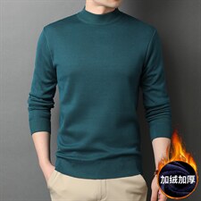 G66563男士2023年秋冬新款长袖圆领加绒针织衫休闲打底衫P45，男装针织衫/毛衣，电商B360