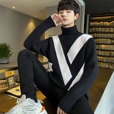 Tim-MY575高领毛衣男翻领加厚韩版潮流个性针织打底衫男外套，男装针织衫/毛衣，电商D310（原电商305）