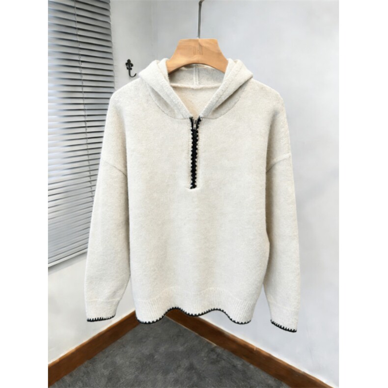 1506-1/MMY95881高质量/P66半拉链连帽套头针织衫男女同款秋冬图片