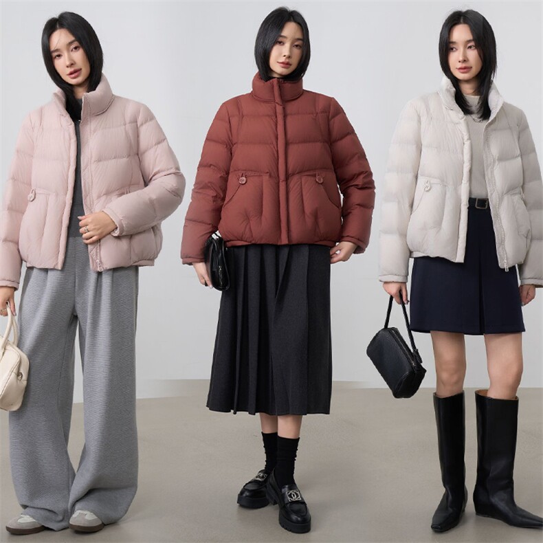 现货2025年冬季新款休闲风羽绒服女90白鸭绒，女装羽绒服，阳光伊恋