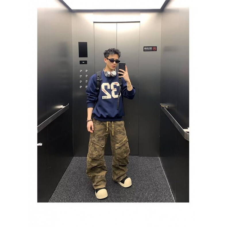 美式复古数字贴布绣圆领球服卫衣男女宽松百搭高级感运动上衣,男装卫衣,星座506A