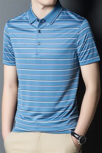 夏季新款男士翻领短袖t恤中年有领男装上衣服休闲POLO衫图片
