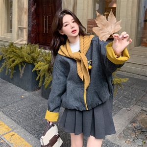 立体碎花灰色毛呢外套女秋冬季2025新款小个子气质独特超好看大衣图片