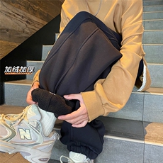 秋冬宽松加绒加厚休闲束脚长裤Q36-P55限价58成份：聚酯纤维，男装休闲裤，电商A247