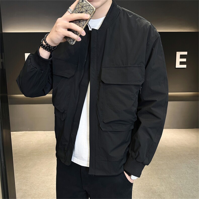 2025数据新款棒球领帅气工装青年夹克百搭时尚潮流上衣-2826，男装夹克，电商A225