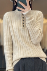 撞色POLO领假两件100%纯羊毛衫女2025新款气质保暖内搭针织毛衣冬，女装羊毛衫，昭美羊绒