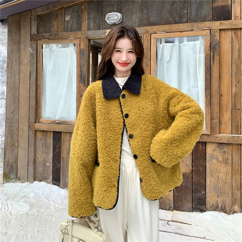 现高级感撞色小香风皮毛一体外套2613P195K298,女装皮草,2C029