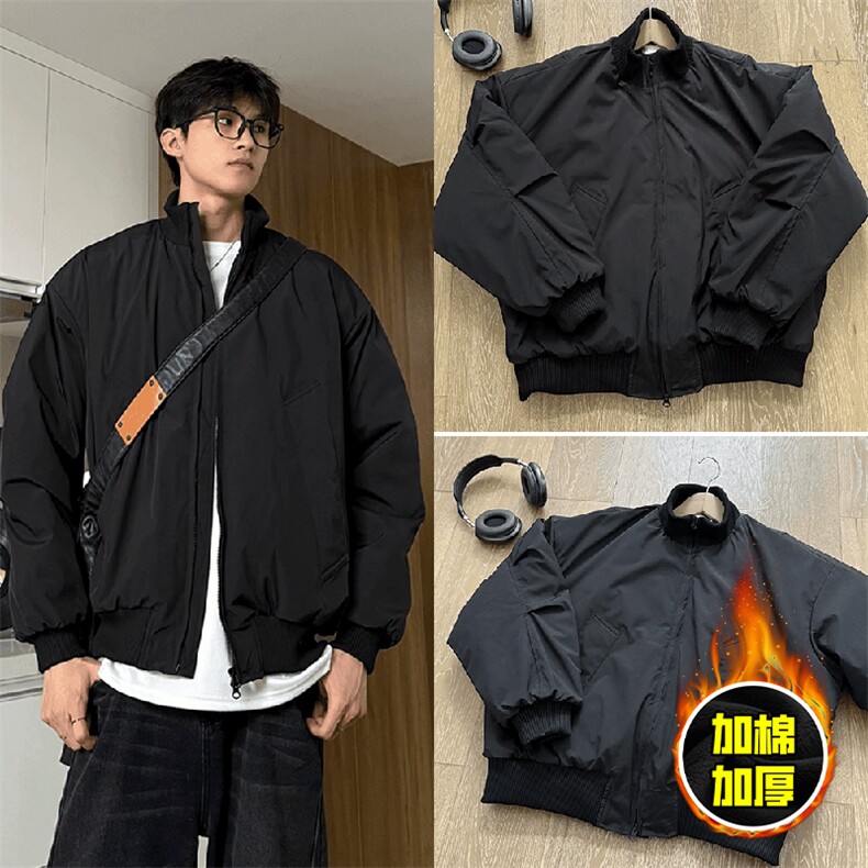 现货冬季美拉德立领飞行夹克廓形高街棒球服加棉加厚棉衣外套，男装夹克，电商A486-1