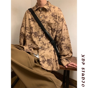 秋季复古港风花衬衫设计感小众宽松上衣A061-EC50088-特批35限58图片