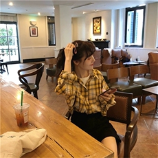 TC696-P45设计感小众格子衬衫女2025春秋韩版百搭学生宽松长袖，女装衬衫，星座617A-2