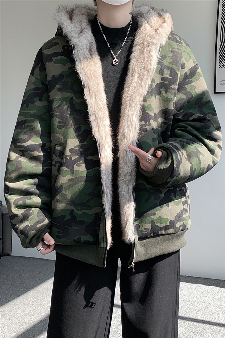 美式座山雕加绒加厚棉服男冬宽松连帽毛领棉衣外套MY18001,男装棉衣,电商B312