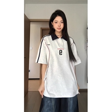 BK909CC-特P46美式复古字母拼接运动polo短袖t恤男女，男装T恤，星座1007（原301D）