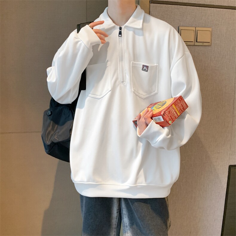 半拉链polo衫卫衣秋冬季加绒加厚上衣潮流ins宽松外套EW2169-P33,男装卫衣,星座512-4